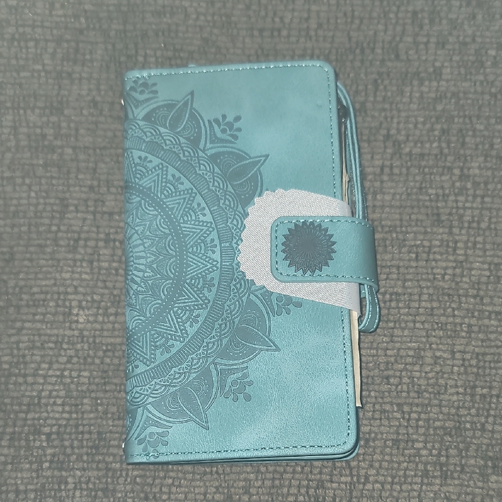 Teal Mandala Phone Wallet Case - Picture 2 of 12